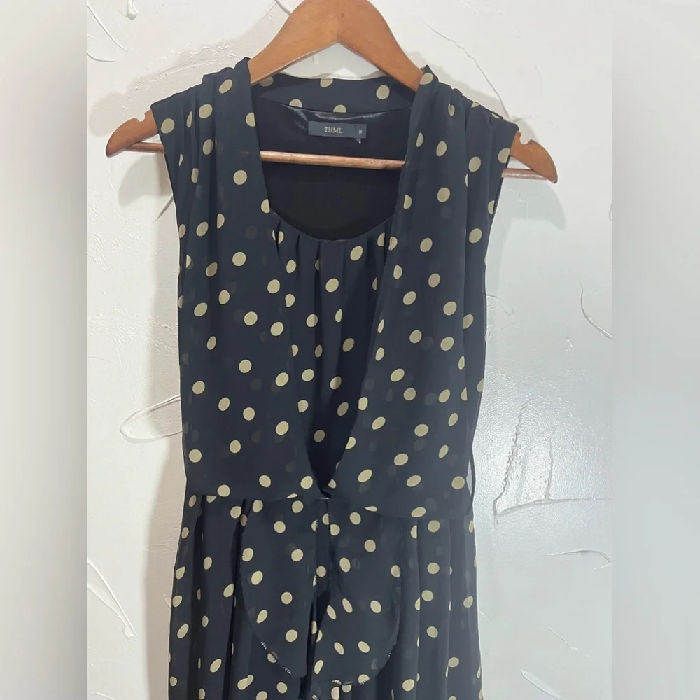 THML Polka Dot Sheer Blouson Dress SZ M - Picture 2 of 12